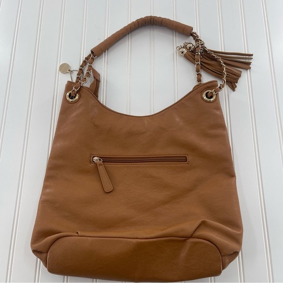 BIG Buddha Camel Brown Shoulder Bag Purse Gold Details - Picture 7 of 11